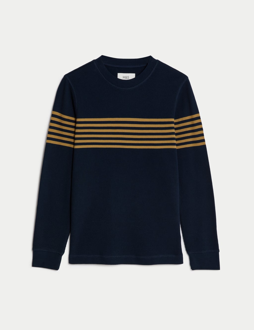 Pure Cotton Striped Waffle Sweatshirt image 2