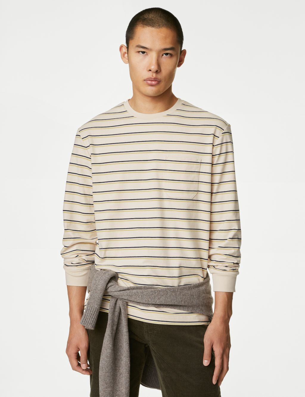 Pure Cotton Striped Long Sleeve T-Shirt image 3