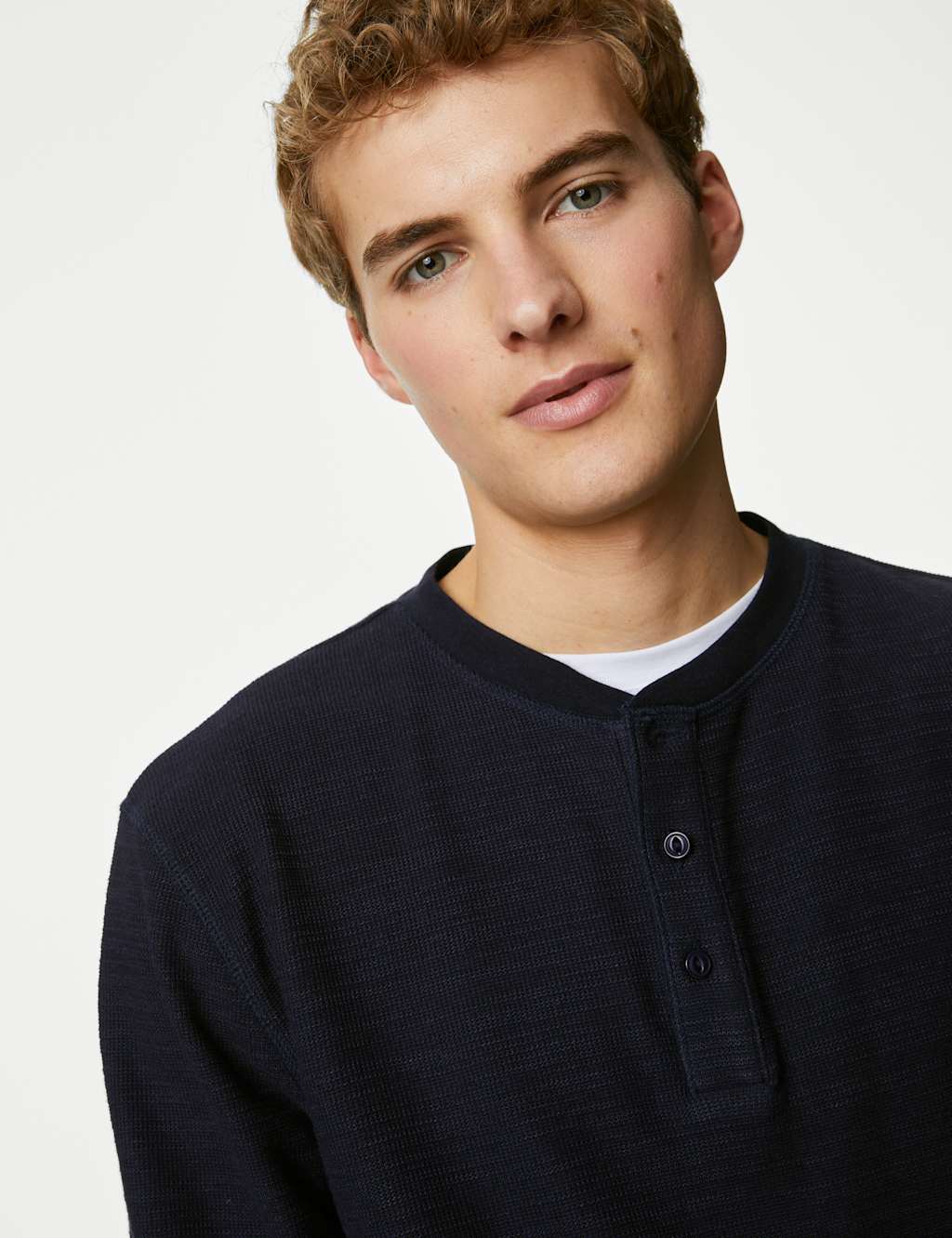 Cotton Blend Textured Henley T-Shirt image 4