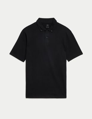 

Mens M&S Collection Pure Cotton Jersey Polo Shirt - Black, Black