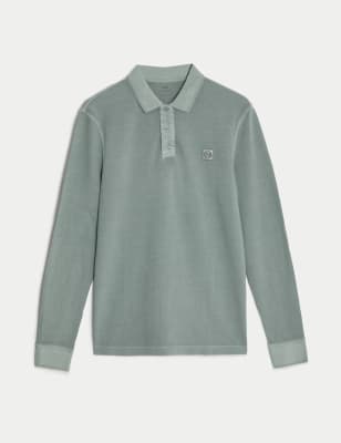 Pure Cotton Long Sleeve Polo Shirt