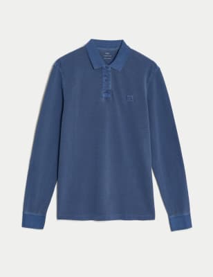 Pure Cotton Long Sleeve Polo Shirt