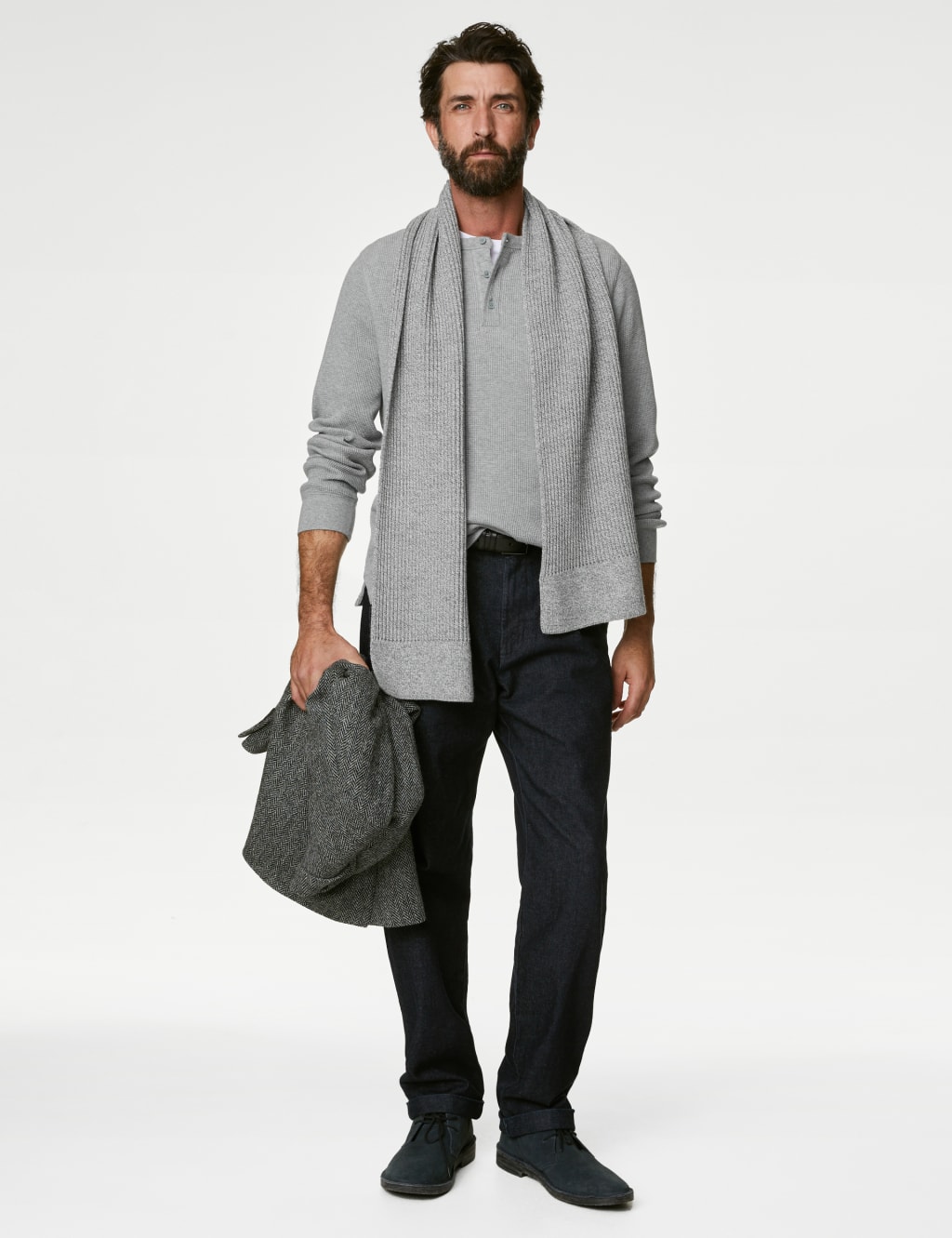 Cotton Rich Waffle Henley T-Shirt image 3