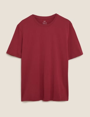 

Mens M&S Collection Pure Cotton Crew Neck T-Shirt - Deep Red, Deep Red