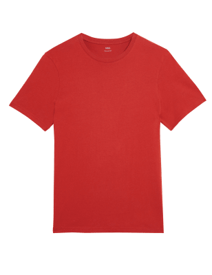 

Mens M&S Collection T-Shirt aus reiner Baumwolle mit Rundhalsausschnitt - Dark Red, Dark Red