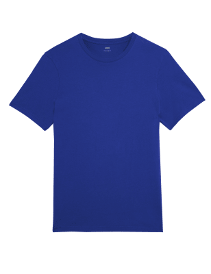 

Mens M&S Collection Pure Cotton Crew Neck T-Shirt - Dark Blue, Dark Blue