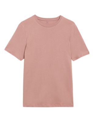 

Mens M&S Collection Pure Cotton Crew Neck T-Shirt - Dusky Pink, Dusky Pink