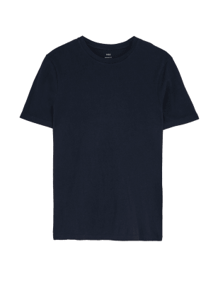 

Mens M&S Collection T-Shirt aus reiner Baumwolle mit Rundhalsausschnitt - Dark Navy, Dark Navy