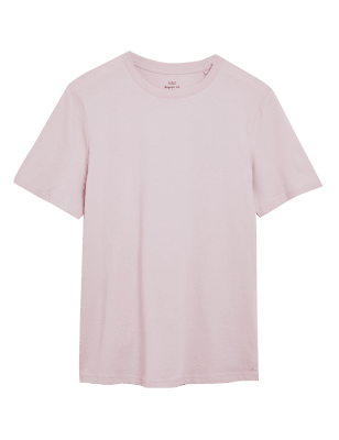 

Mens M&S Collection Pure Cotton Crew Neck T-Shirt - Powder Pink, Powder Pink
