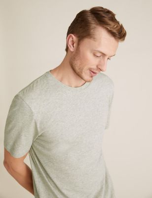  T-shirt à encolure ronde 100 % coton - Ecru Mix