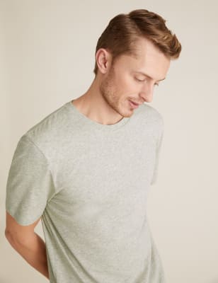 T-shirt à encolure ronde 100 % coton - Ecru Mix