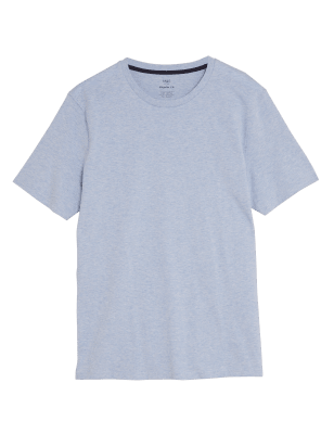 

Mens M&S Collection Pure Cotton Crew Neck T-Shirt - Pale Blue, Pale Blue