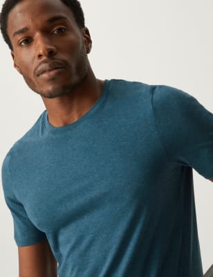 Marks And Spencer Mens M&S Collection Pure Cotton Crew Neck T-Shirt - Dark Teal, Dark Teal