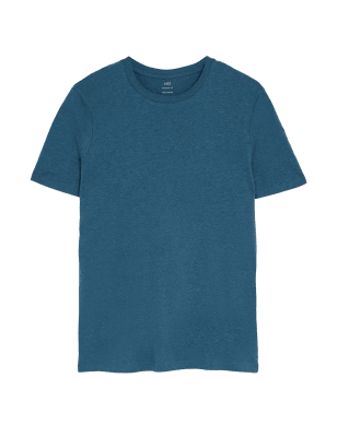 

Mens M&S Collection Pure Cotton Crew Neck T-Shirt - Dark Teal, Dark Teal