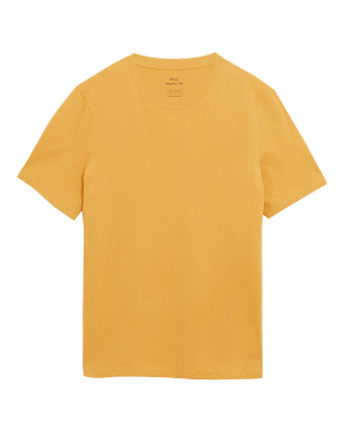 

Mens M&S Collection Pure Cotton Crew Neck T-Shirt - Dark Gold, Dark Gold