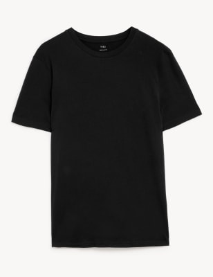 Marks & Spencer Pure Cotton Crew Neck T-Shirt (MALE, BLACK, M-STD)