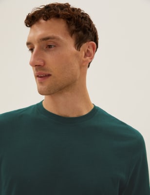 

Mens M&S Collection Slim Fit Pure Cotton Crew Neck T-Shirt - Forest Green, Forest Green