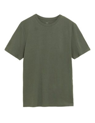 

Mens M&S Collection Slim Fit Pure Cotton Crew Neck T-Shirt - Khaki, Khaki