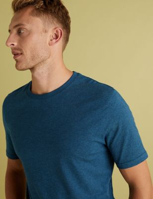  T-shirt coupe cintrée 100 % coton à encolure ronde - Dark Teal