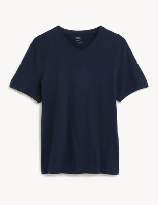M&S Mens Pure Cotton V-Neck T-Shirt