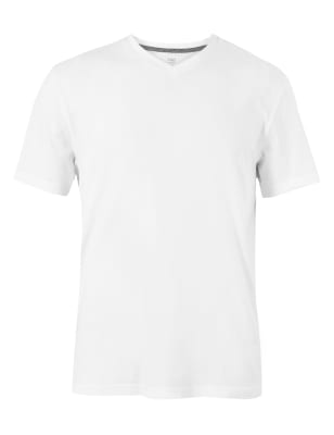 

Mens M&S Collection Pure Cotton V-Neck T-Shirt - White, White