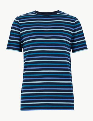 Pure Cotton Crew Neck Striped T-Shirt | M&S Collection | M&S