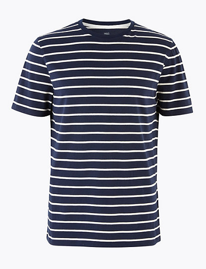 Pure Cotton Regular Fit Striped T-Shirt
