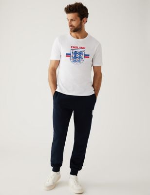 Mens M&S Collection Men's Pure Cotton England Crest T-Shirt - White
