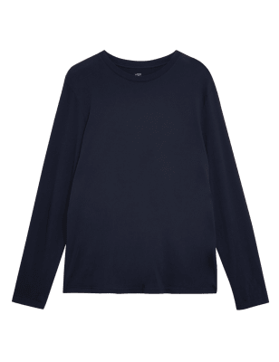 

Mens M&S Collection Langarm-T-Shirt aus reiner Baumwolle - Dark Navy, Dark Navy