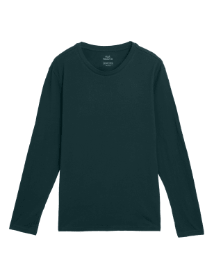 

M&S Collection Camiseta 100% algodón de manga largaMens - Evergreen, Evergreen