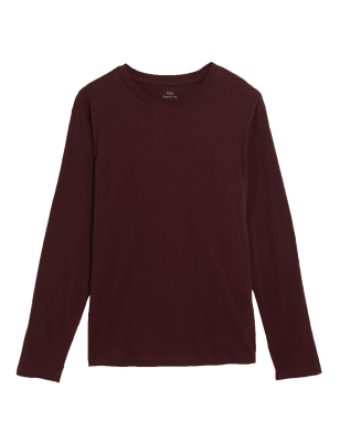 

Mens M&S Collection Pure Cotton Long Sleeve T-Shirt - Dark Berry, Dark Berry