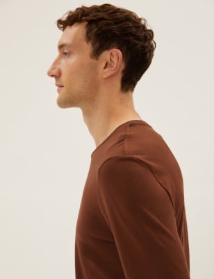 

Mens M&S Collection Langarm-T-Shirt aus reiner Baumwolle - Copper Tan, Copper Tan