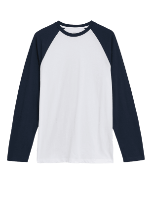 

Mens M&S Collection Langarm-T-Shirt aus Baumwolle - White Mix, White Mix
