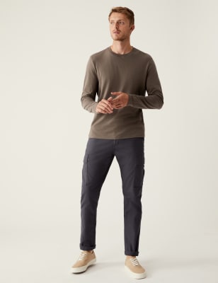 

Mens M&S Collection Pure Cotton Long Sleeve T-Shirt - Grey, Grey