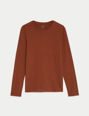 

Mens M&S Collection Pure Cotton Long Sleeve T-Shirt - Rust, Rust