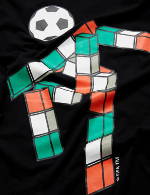 

Mens M&S Collection Men's Pure Cotton FIFA® Italia '90 T-Shirt - Black, Black