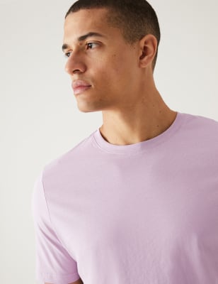 

Mens M&S Collection Pure Cotton Crew Neck T-Shirt - Soft Violet, Soft Violet