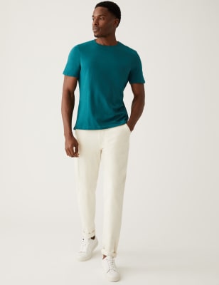 

Mens M&S Collection Pure Cotton Crew Neck T-Shirt - Teal Green, Teal Green