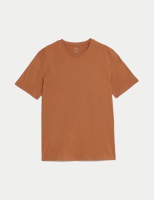 

M&S Collection Camiseta 100% algodón con escote cerradoMens - Burnt Orange, Burnt Orange