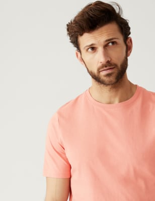 

Mens M&S Collection Pure Cotton Crew Neck T-Shirt - Medium Coral, Medium Coral