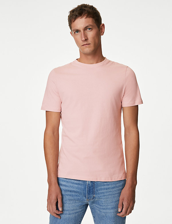Regular Fit Pure Cotton Crew Neck T-Shirt - FI