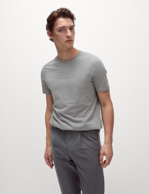 

Mens M&S Collection Regular Fit Pure Cotton Crew Neck T-Shirt - Grey Marl, Grey Marl