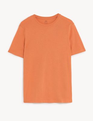 

Mens M&S Collection Regular Fit Pure Cotton Crew Neck T-Shirt - Faded Orange, Faded Orange