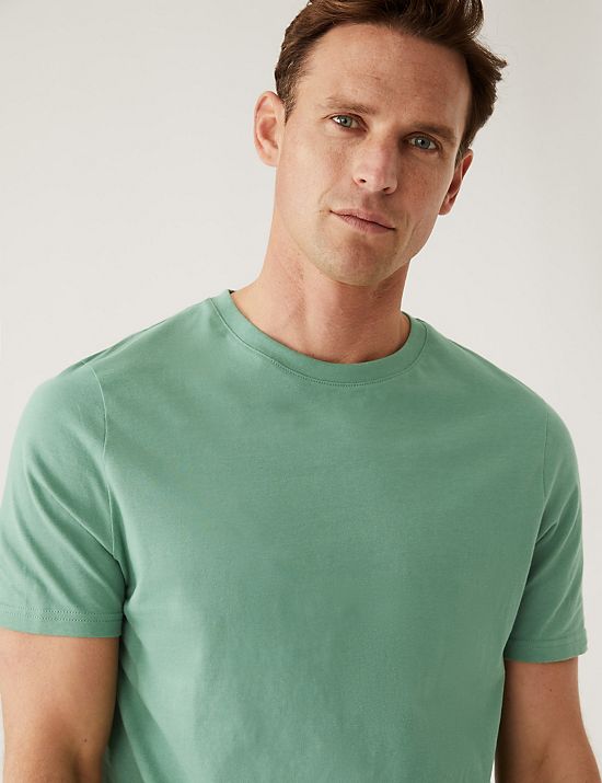 T-Shirt με κλειστή στρογγυλή λαιμόκοψη από 100% βαμβάκι