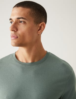 

M&S Collection Camiseta 100% algodón de corte ajustado con escote cerradoMens - Dark Sage, Dark Sage