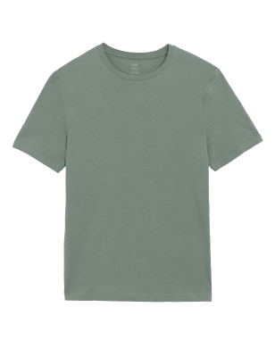 

M&S Collection Camiseta 100% algodón de corte ajustado con escote cerradoMens - Dark Sage, Dark Sage
