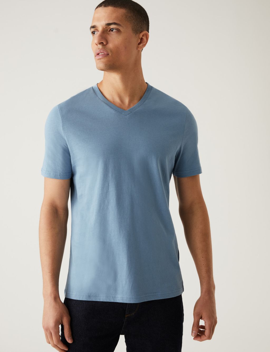 Pure Cotton V-Neck T-Shirt image 3