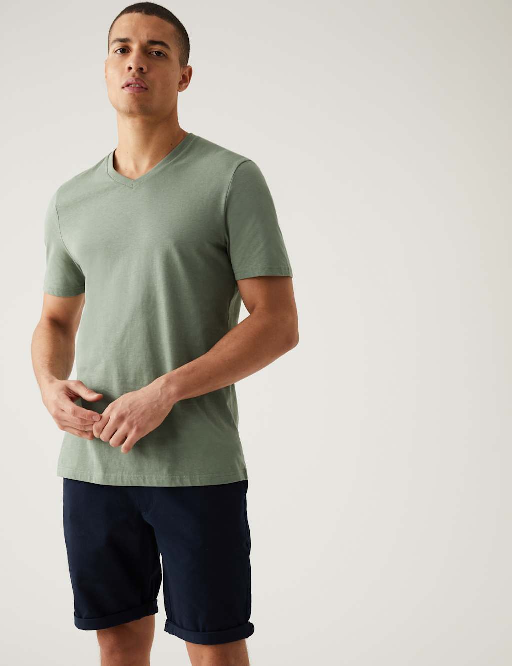 Pure Cotton V-Neck T-Shirt image 4