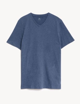 

Mens M&S Collection Pure Cotton V-Neck T-Shirt - Denim, Denim