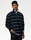 Pure Cotton Textured Striped Polo Shirt